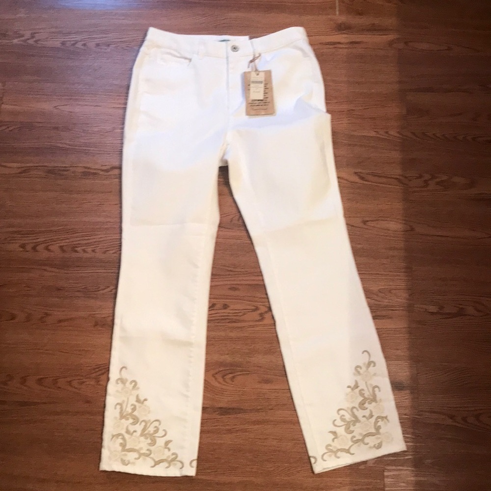 NWT Coldwater Creek White Embroidered Ankle …